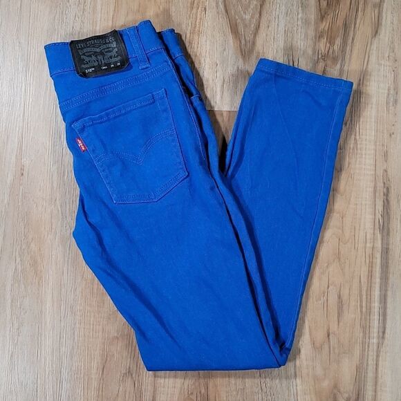 📐🩵Levi's 510 Electric Blue Skinny Fit Jeans Youth Size 12 - Picture 2 of 12